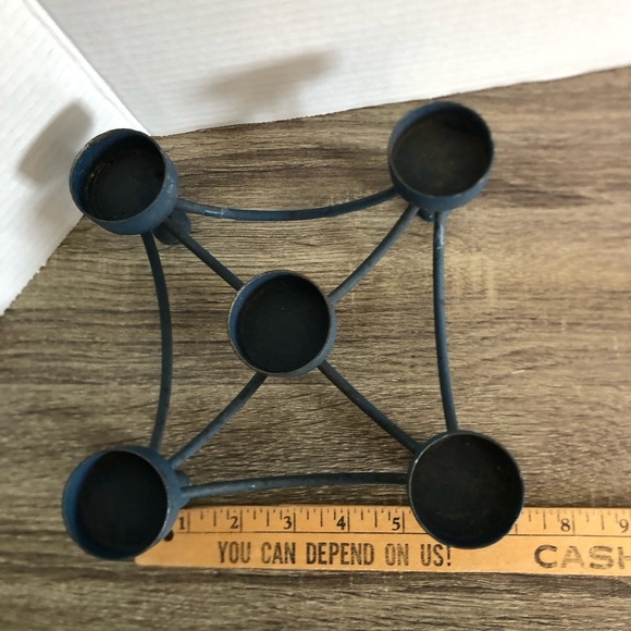 Vtg Blue Metal Tealight Candle Holder - Picture 10 of 13